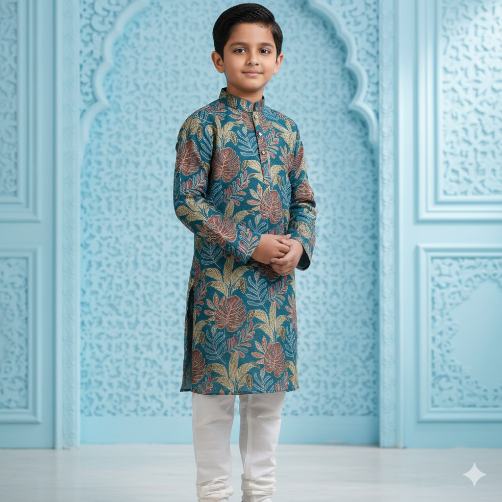 Floral Teal Kurta Set