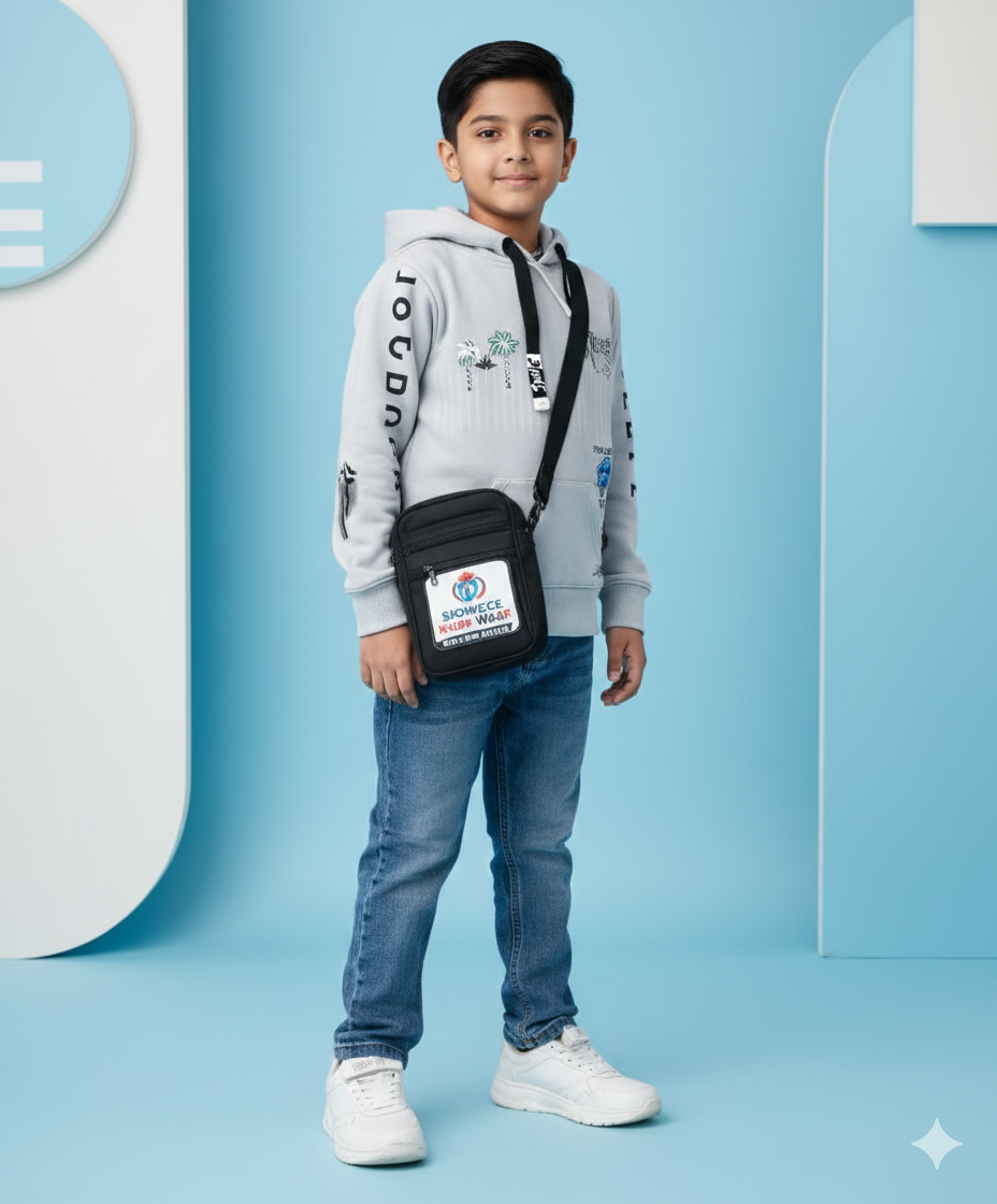 Light Grey Hoodie with Graphic Text Design