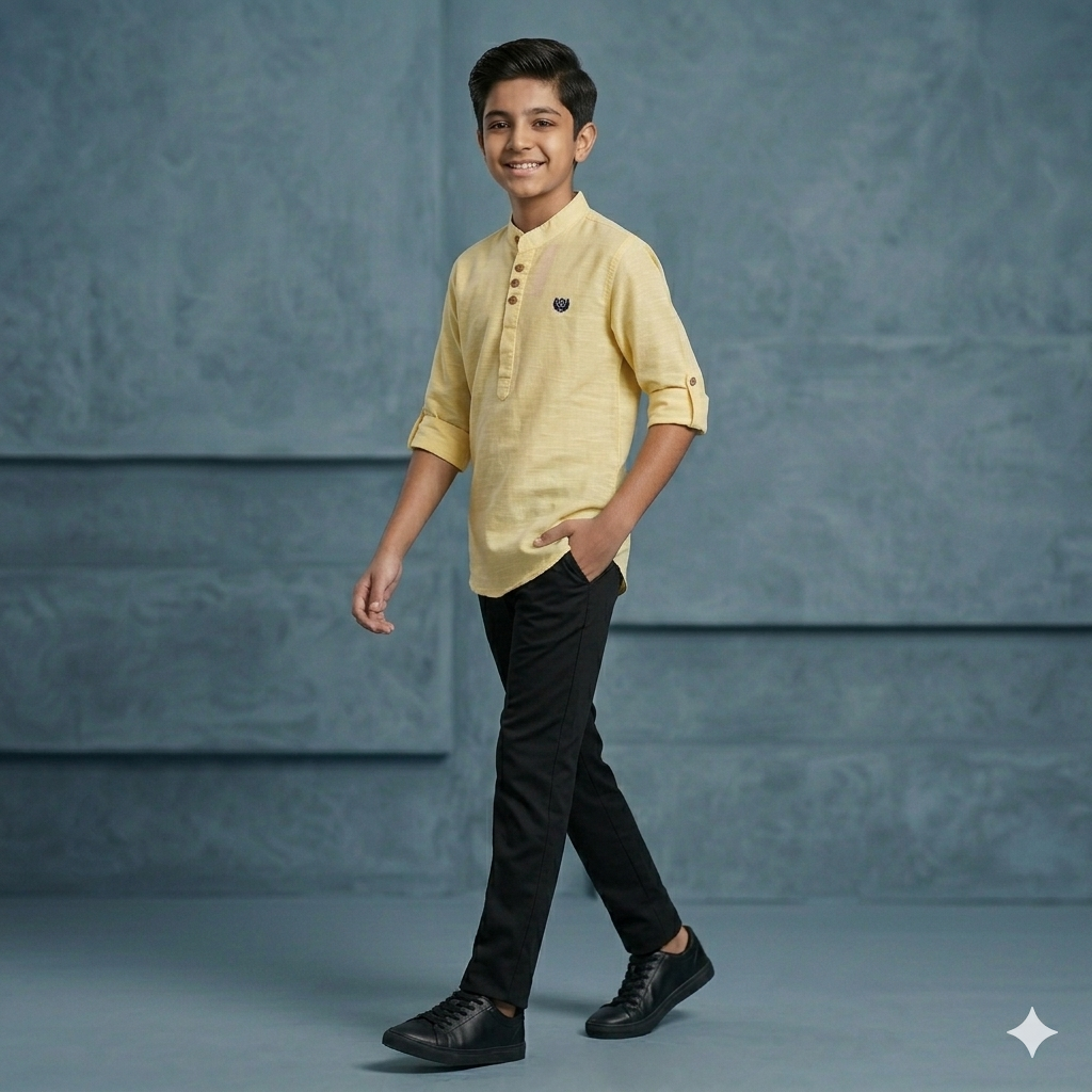 Soft Yellow Shirt with Minimal Buttoned Design