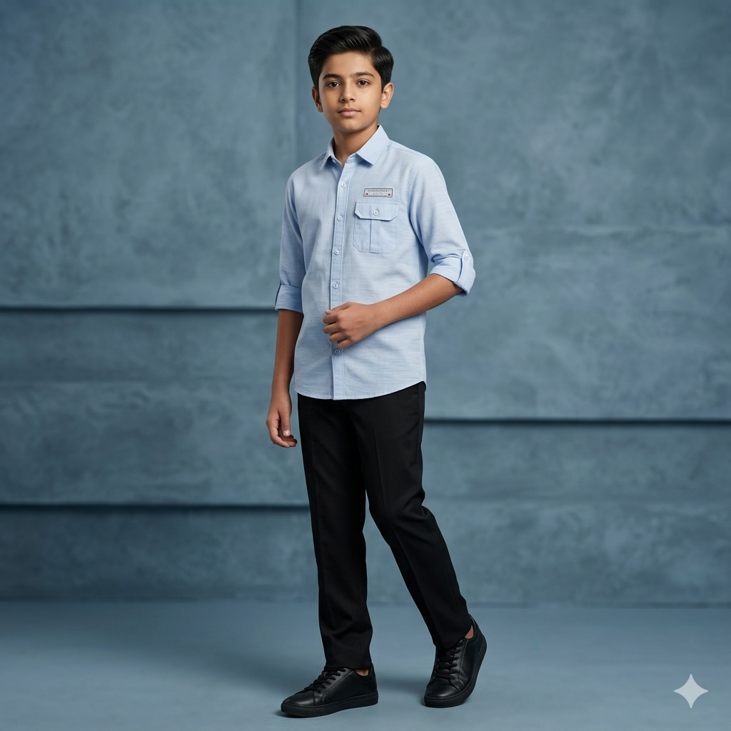 Sky Blue Shirt with Clean Minimal Design