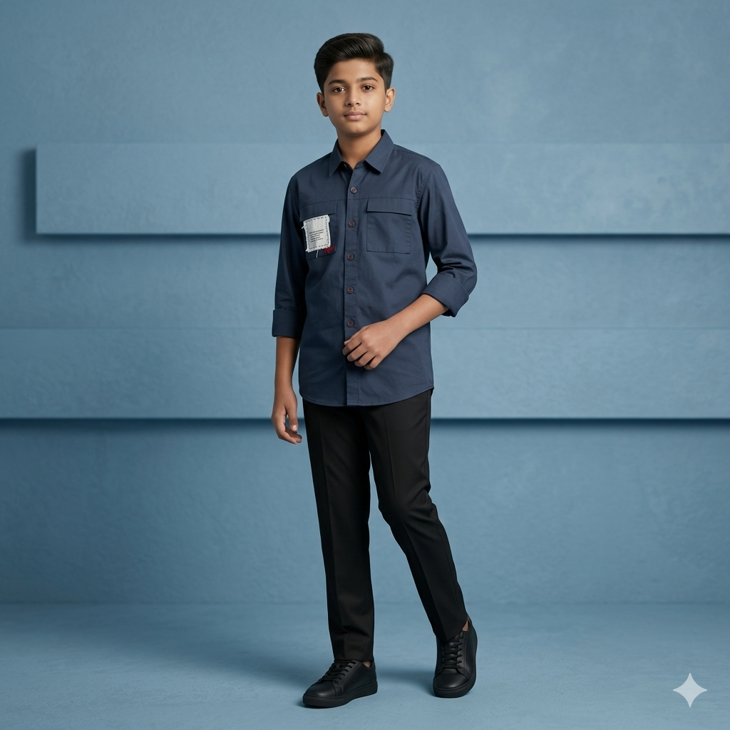 Charcoal Grey Shirt with Bold Graphic Accent