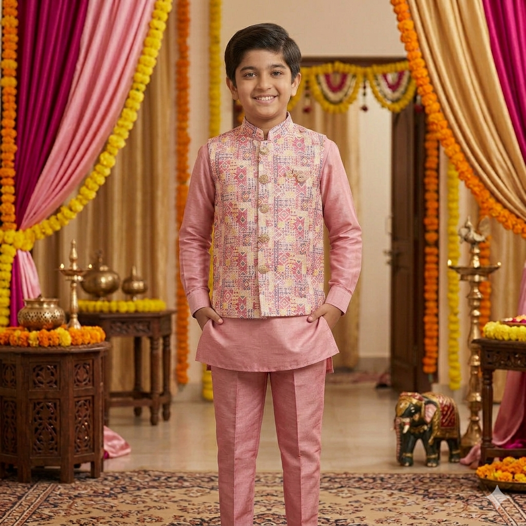 Festive Pink Kurta Set