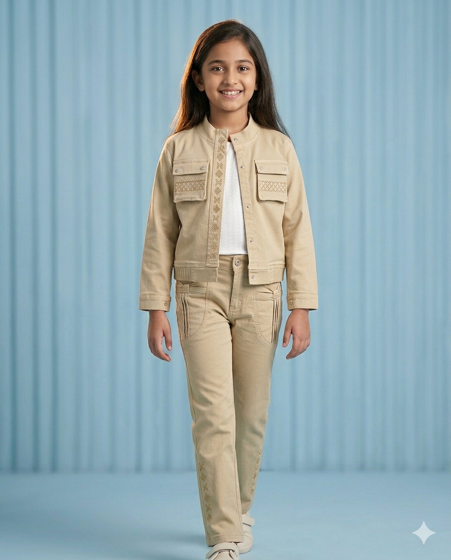 Girls’ Sahara Embroidered Jacket & Trouser Set
