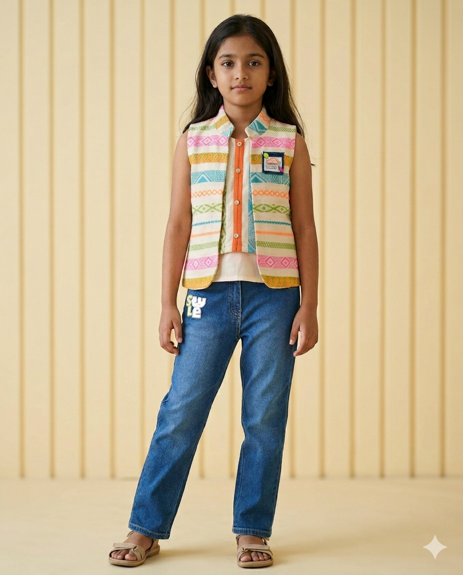 Girls’ Bohemian Vest & Straight-Leg Trouser Set