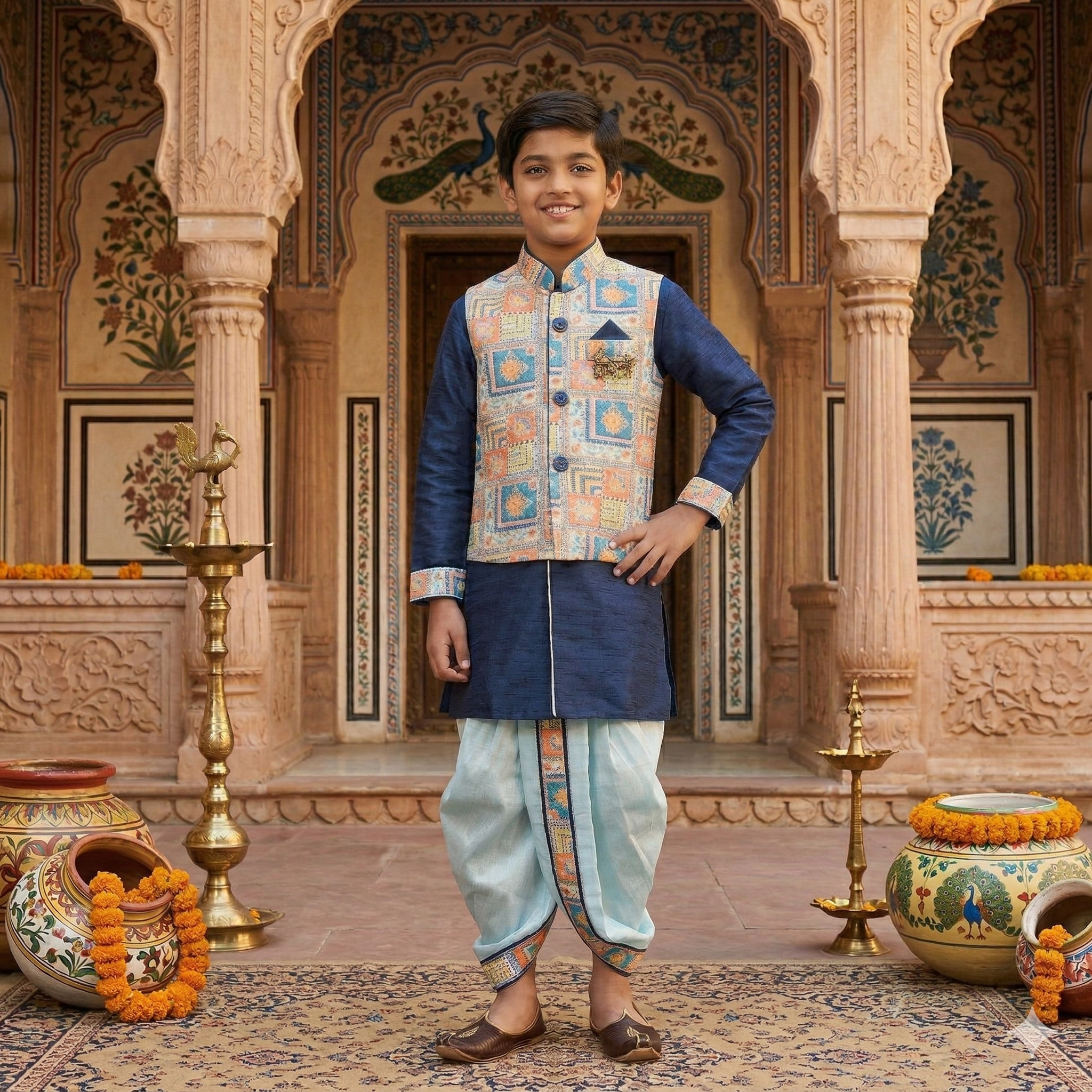 Royal Mosaic Dhoti Set