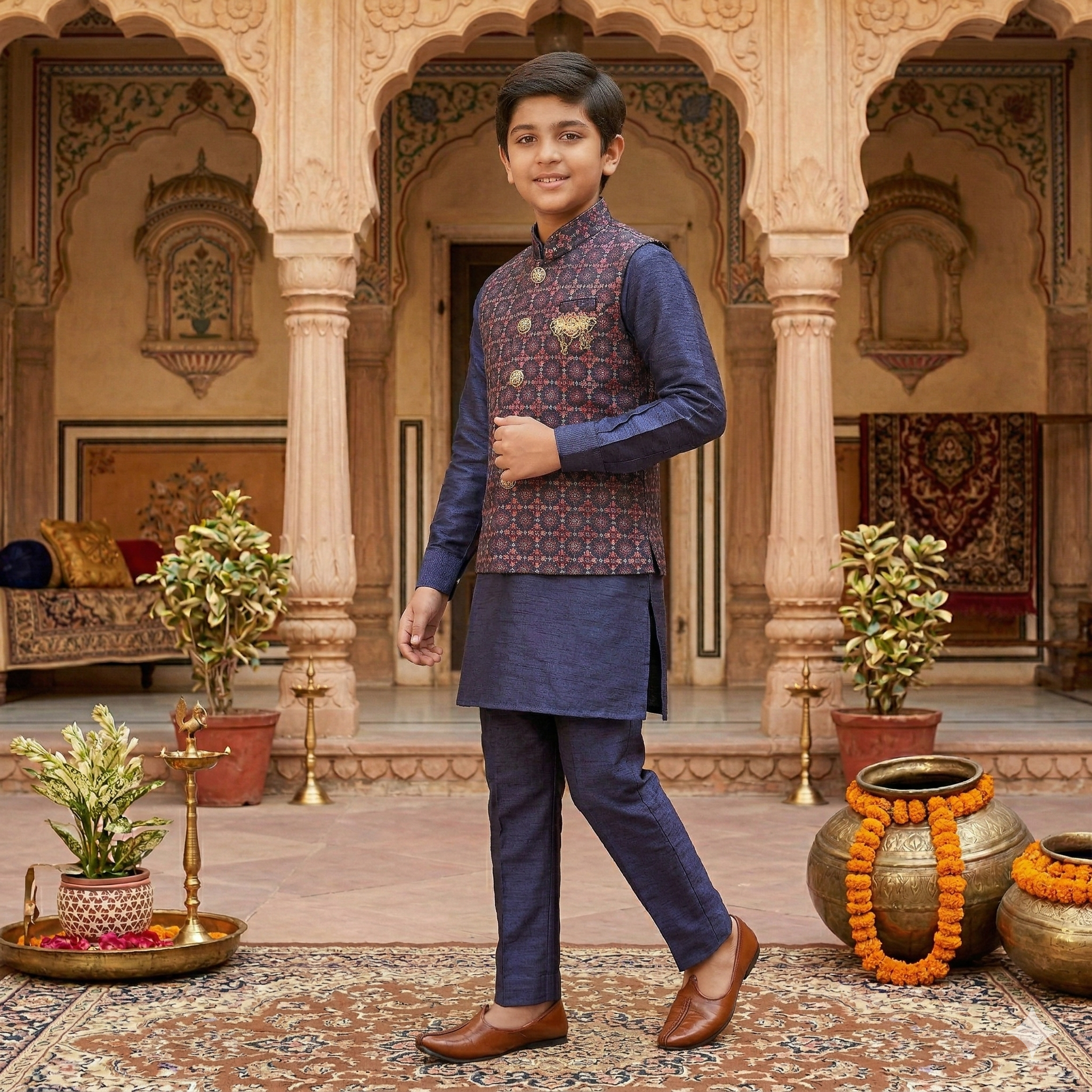 Midnight Royal Kurta Jacket Set