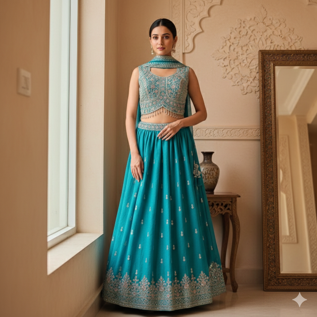 Teal Designer Lehenga